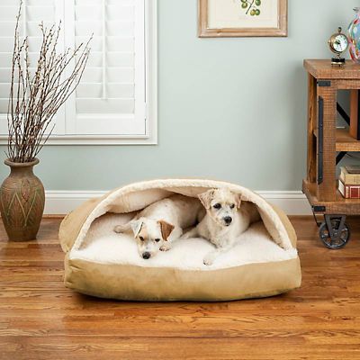 Image showing  Poly/Cotton Rectangular Cozy Cave Hooded Nesting Dog Bed