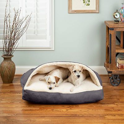 Image showing  Poly/Cotton Rectangular Cozy Cave Hooded Nesting Dog Bed