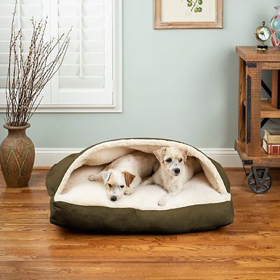 Image showing  Poly/Cotton Rectangular Cozy Cave Hooded Nesting Dog Bed