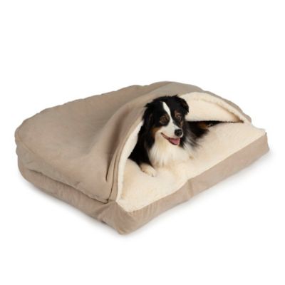 Image showing  Luxury Micro Suede Rectangle Cozy Cave Pet Bed