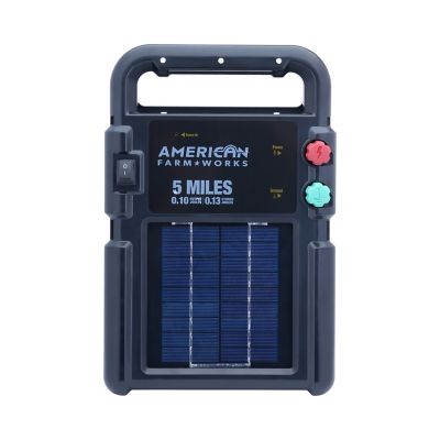 American Farm Works 0.1 Joule 5-Mile Solar-Powered Fence Energizer, TSC Exclusive with Patented Post Mount and 3-Year Warranty