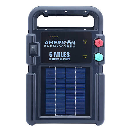 American Farm Works 0.1 Joule 5-Mile Solar-Powered Fence Energizer, TSC Exclusive with Patented Post Mount and 3-Year Warranty