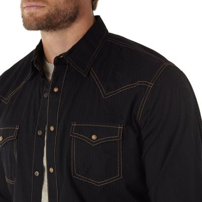Image showing  Men's Retro Western Dobby Button-Down Shirt