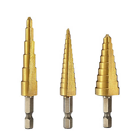 LiNKFOR 3 Pcs Step Drill Bit Set Spiral Grooved High Speed Steel 3 Piece Set Total 29 Sizes 6 Pcs HSS Countersink Drill 90 Degree 5 inch Center Punch with Rubber Cap
