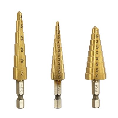 LiNKFOR 3 Pcs Step Drill Bit Set Spiral Grooved High Speed Steel 3 Piece Set Total 29 Sizes 6 Pcs HSS Countersink Drill 90 Degree 5 inch Center Punch with Rubber Cap