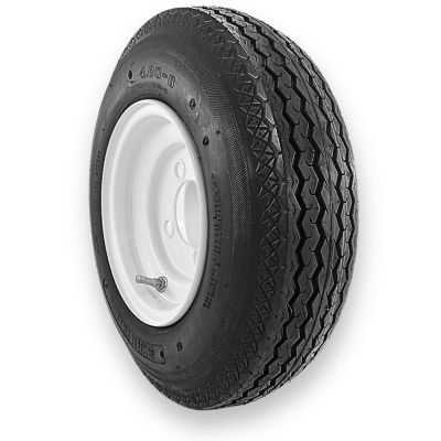 Image showing  4.80-8 4-Ply Highway Rib Tire and 4 on 4 Stamped Wheel Assembly