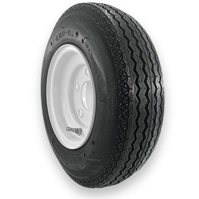 Image showing  4.80-8 4-Ply Highway Rib Tire and 5 on 4.5 Stamped Wheel Assembly