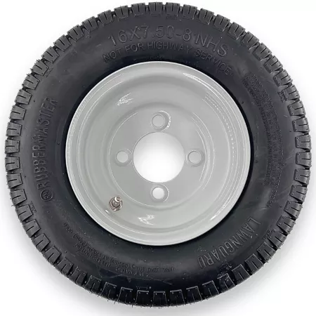 RubberMaster 16x7.50-8 4-ply LawnGuard Tire and 4-over-4 Stamped Wheel Package Lawn & Garden Wheels