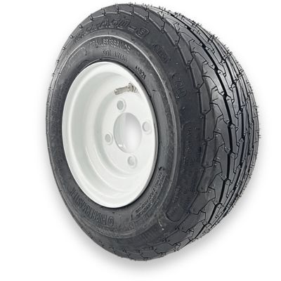 Image showing  16.5x6.50-8 6-Ply Highway Rib Tire and 4 on 4 Stamped Wheel Assembly