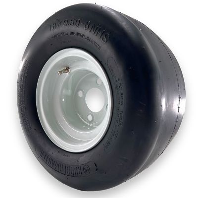 Image showing  18x9.50-8 4 Ply Smooth Tire and 4 on 4 Stamped Wheel Assembly