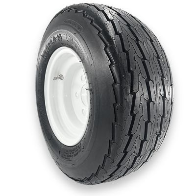 Image showing  20.5x8.0-10 (205/65D10) 6 Ply Highway Rib Tire and 4 on 4 Stamped Wheel Assembly