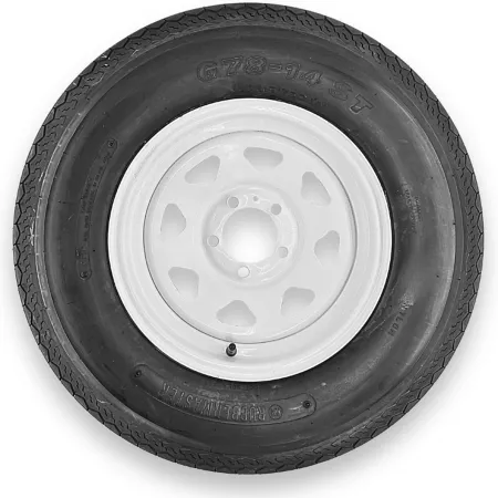 RubberMaster G78-14 (ST215/75D14) 6-Ply Highway Ribbed Tire and 5x4.5 Eight-Spoke Wheel Trailer Tires