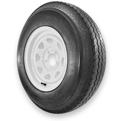 Image showing  G78-14 (ST215/75D14) 6 Ply Highway Rib Tire and 5 on 4.5 Eight Spoke Wheel Assembly