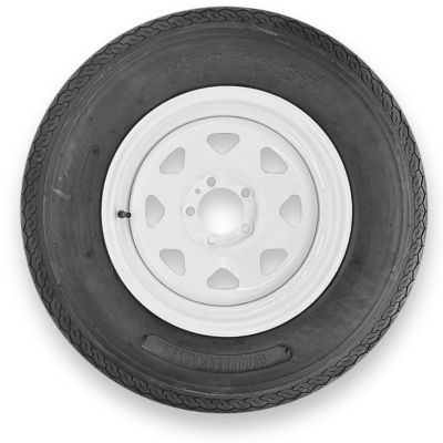 RubberMaster H78-15 (ST225/75D15) 8 Ply Highway Rib Tire and 5 on 4.5 Eight Spoke Wheel Assembly