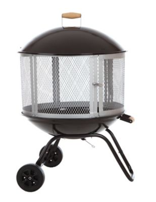 Fire Sense 28 in. Bessemer Patio Fireplace, Porcelain Enamel Bowl and Lid