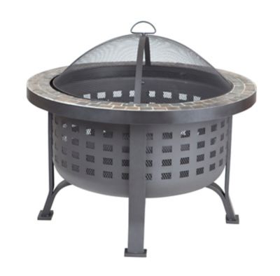 Fire Sense 30 in. x 22 in. Alpina Round Slate Top Wood-Burning Fire Pit