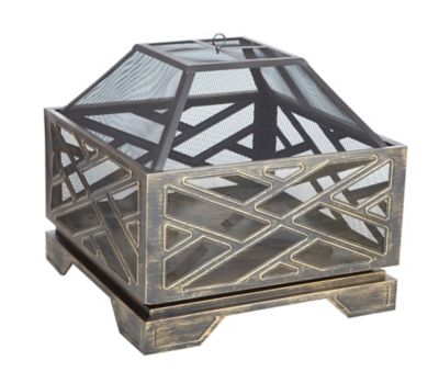 Fire Sense 26 in. Catalano Square Fire Pit, Mesh Spark Screen I LIKE THAT IS HAS THE GRATE FOR COOKING!