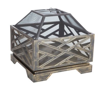 Fire Sense 26 in. Catalano Square Fire Pit, Mesh Spark Screen