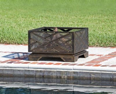 Image showing  26 in. Catalano Square Wood-Burning Fire Pit, Mesh Spark Screen