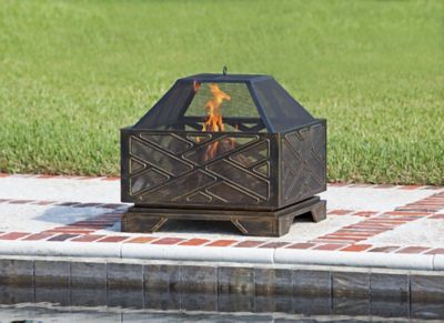 Image showing  26 in. Catalano Square Wood-Burning Fire Pit, Mesh Spark Screen