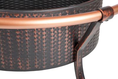 Image showing  27.5 in. Copper Rail Fire Pit, Mesh Fire Screen