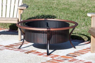 Image showing  27.5 in. Copper Rail Fire Pit, Mesh Fire Screen