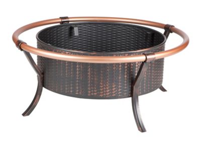 Image showing 5 th Fire Sense 27.5 in. Copper Rail Fire Pit, Mesh Fire Screen