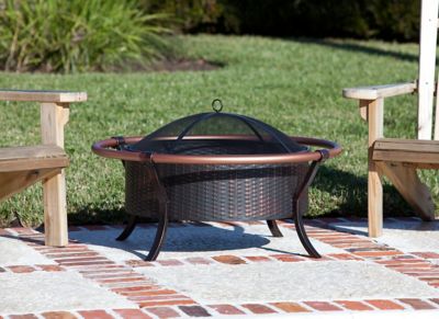 Image showing 7 th Fire Sense 27.5 in. Copper Rail Fire Pit, Mesh Fire Screen