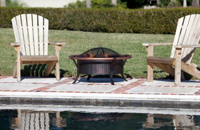 Image showing 8 th Fire Sense 27.5 in. Copper Rail Fire Pit, Mesh Fire Screen