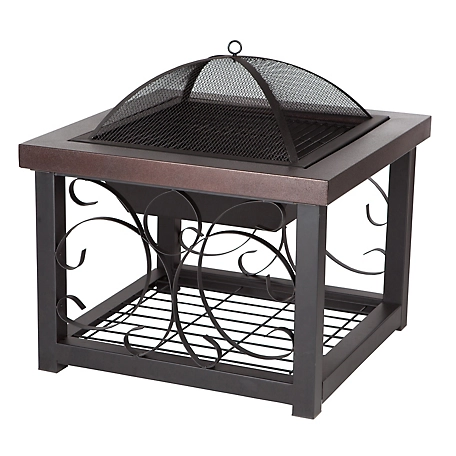 Fire Sense Hammer Tone Bronze Finish Cocktail Table Fire Pit, Steel