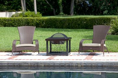 Image showing  Cocktail Table Wood-Burning Fire Pit, Steel, Hammer Tone Bronze Finish