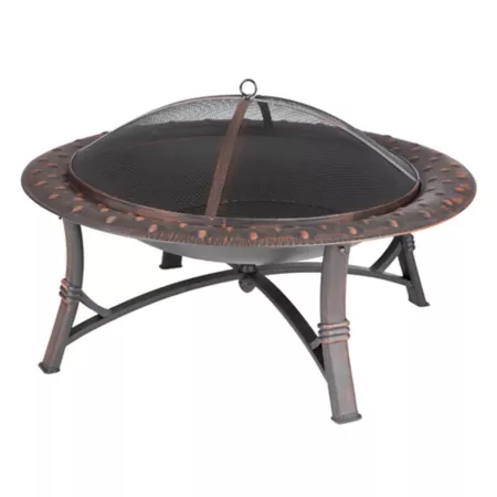 Fire Sense 35 inch Wood Burning Roman Fireplace Antique Bronze Steel Fire Pits