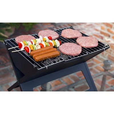 Image showing 6 th Fire Sense Charcoal Simone Cast Aluminum Bench Notebook Grill, 17.34 in. x 11.82 in. Cooking Area