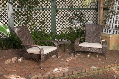 Image showing 5 th Patio Sense 3 pc. Coconino Wicker Conversation Set, Mocha Finish
