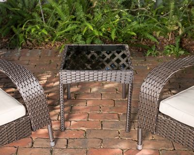Image showing 6 th Patio Sense 3 pc. Coconino Wicker Conversation Set, Mocha Finish