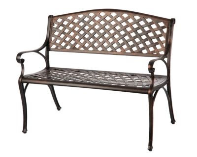 Patio Sense Cast Aluminum Patio Bench, Antique Bronze Finish