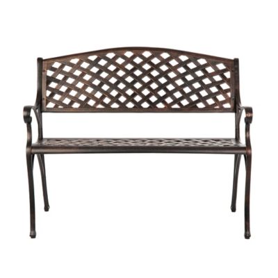 Image showing  40 in. Cast-Aluminum Patio Bench, Antique Bronze Finish