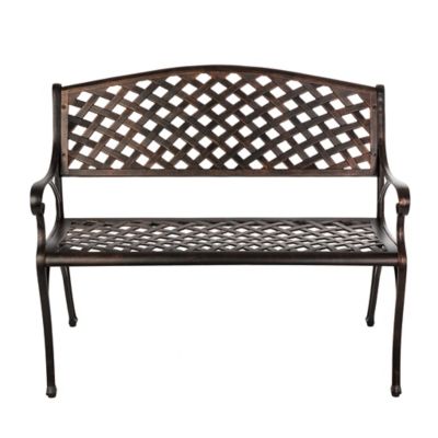 Image showing  40 in. Cast-Aluminum Patio Bench, Antique Bronze Finish