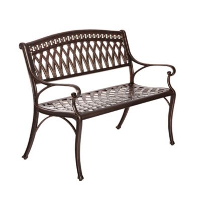 Image showing  17 in. Simone Cast-Aluminum Patio Bench, Antique Bronze Finish