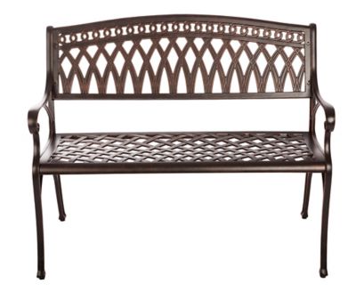 Image showing  17 in. Simone Cast-Aluminum Patio Bench, Antique Bronze Finish