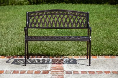 Image showing 5 th Patio Sense 17 in. Simone Cast-Aluminum Patio Bench, Antique Bronze Finish