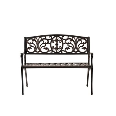 Patio Sense 40 in. Decatur Aluminum Patio Bench, Antique Bronze