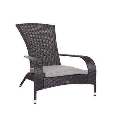 Patio Sense Black Coconino Wicker Chair, Grey Outdoor Cushion