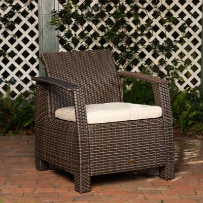 Patio Sense Bondi Deluxe Wicker Armchair, Mocha Finish