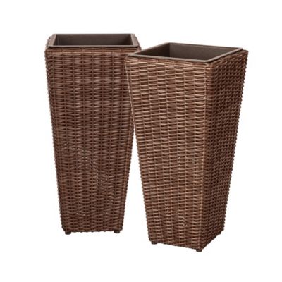 Patio Sense Wicker 2 pc. Alto Planter Set with Removable Drain Plug