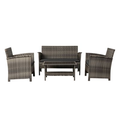 Patio Sense 4 pc. Jareth Wicker Patio Set, Weathered Gray Finish