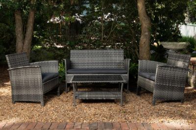 Image showing  4 pc. Jareth Wicker Patio Set, Weathered Gray Finish