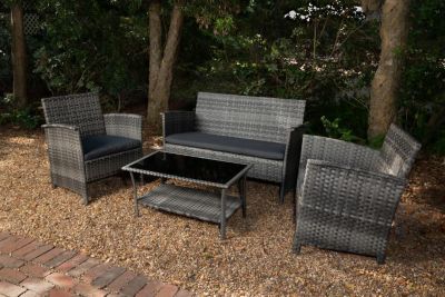Image showing  4 pc. Jareth Wicker Patio Set, Weathered Gray Finish