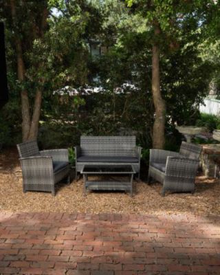 Image showing  4 pc. Jareth Wicker Patio Set, Weathered Gray Finish