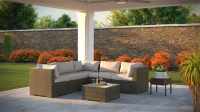 Image showing  2 pc. Sino Patio Wicker Sofa Set, Mocha Finish